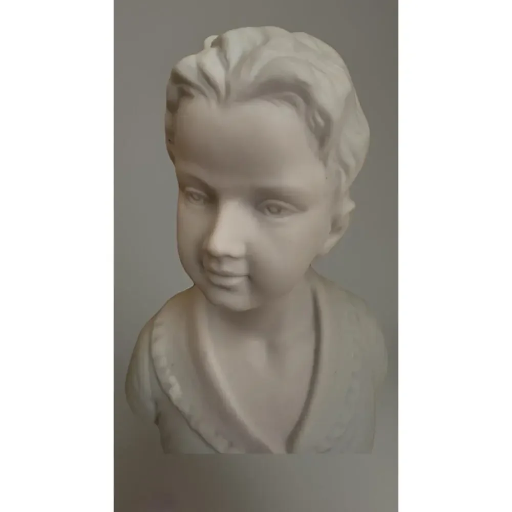 Vintage Napco White Ceramic Boy and Girl Bust Figurines Sculptures 6.75”